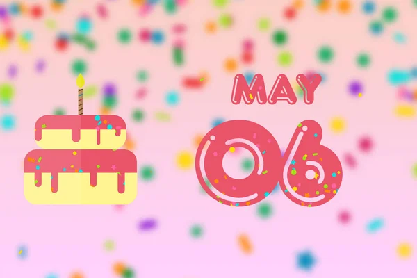 5月6日6月6日 生日贺卡 生日和生日蛋糕 春日的概念 — 图库照片