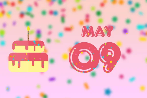 Mai Tag Des Monats Geburtstagsgrußkarte Mit Geburtsdatum Und Geburtstagstorte Frühlingsmonat — Stockfoto