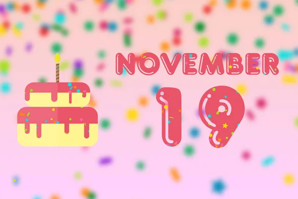 Novembre Jour Mois Carte Vœux Anniversaire Avec Date Naissance Gâteau — Photo