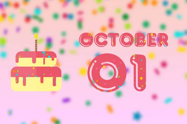 Octubre Día Del Mes Tarjeta Felicitación Cumpleaños Con Fecha Nacimiento —  Fotos de Stock