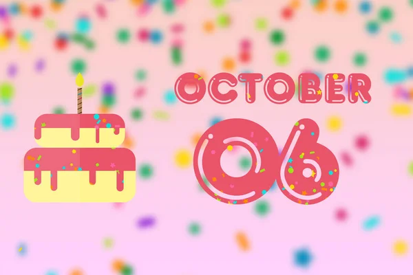 Octobre Jour Mois Carte Vœux Anniversaire Avec Date Naissance Gâteau — Photo