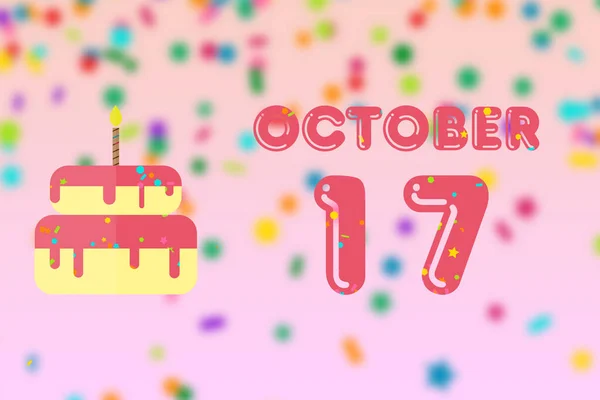 Oktober Tag Des Monats Geburtstagsgrußkarte Mit Geburtsdatum Und Geburtstagstorte Herbstmonat — Stockfoto