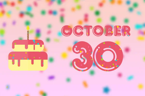 Október Hónap Napja Születésnapi Üdvözlőlap Születési Dátummal Szülinapi Tortával Őszi — Stock Fotó