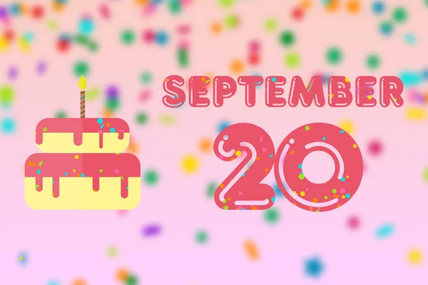 9月20日第20天 生日贺卡 生日和生日蛋糕 年月日概念 — 图库照片