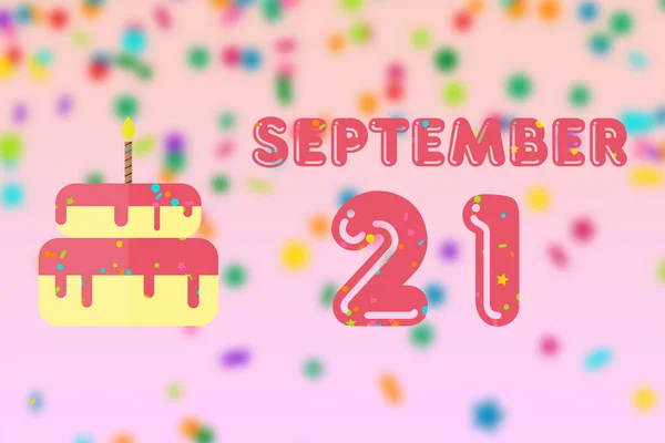Września Dzień Miesiąca Kartka Urodzinowa Datą Urodzenia Tort Urodzinowy Jesienny — Zdjęcie stockowe