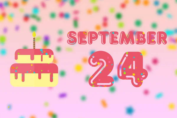 Szeptember Hónap Napja Születésnapi Üdvözlőlap Születési Dátummal Szülinapi Tortával Őszi — Stock Fotó