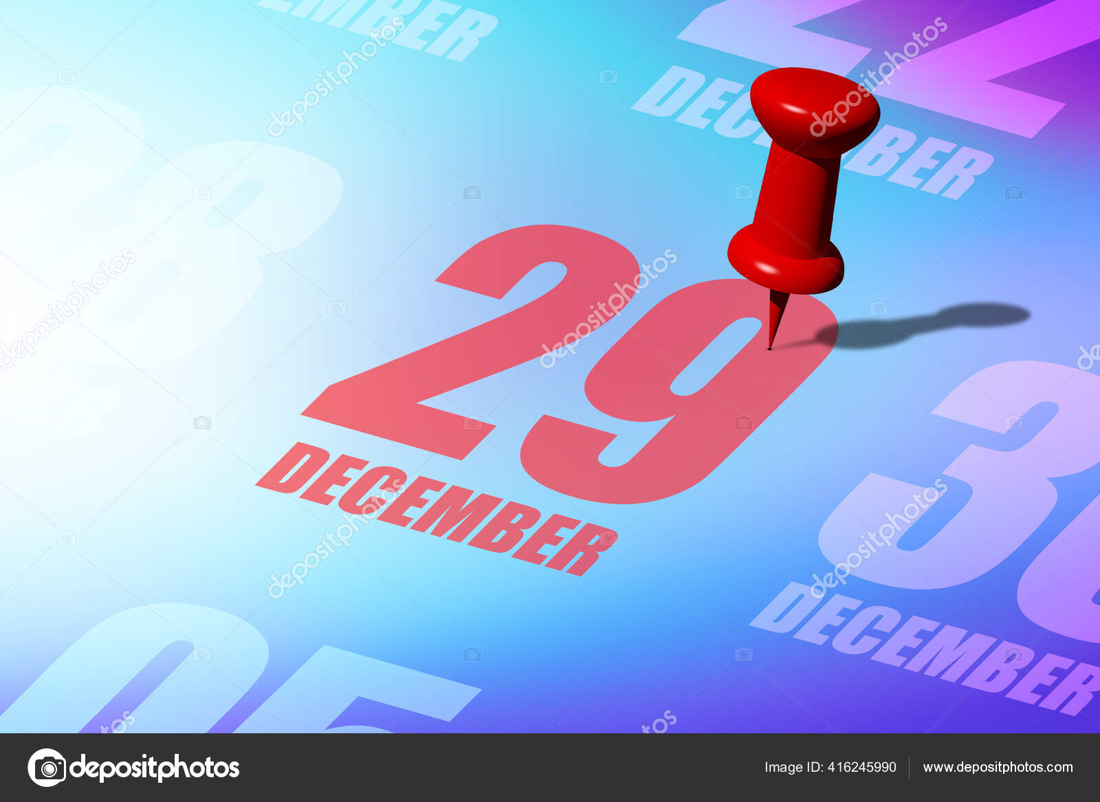 December 29Th Day Month Red Date Written Pinned Calendar Remind