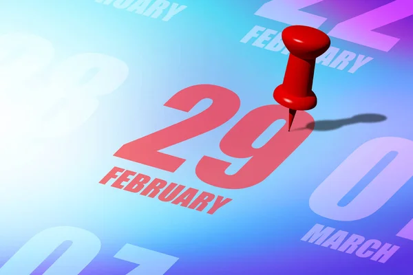 February 29Th Day Month Red Date Written Pinned Calendar Remind — Stock Photo, Image