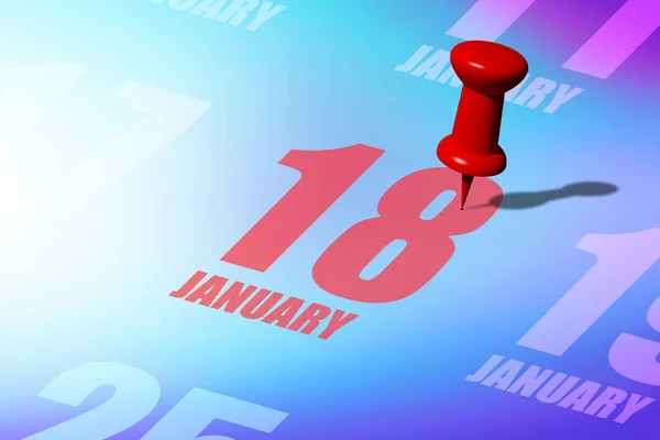 January 18Th Day Month Red Date Written Pinned Calendar Remind — Stock Photo, Image