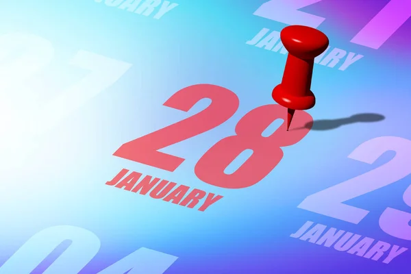 Januari Dag Van Maand Rode Datum Geschreven Vastgepind Een Kalender — Stockfoto