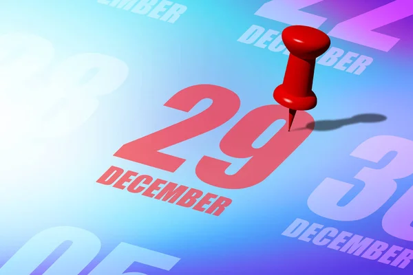 Dezembro Dia Mês Data Vermelha Escrito Fixado Calendário Para Lembrá Fotografia De Stock