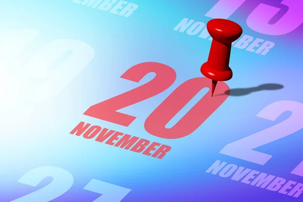 Noviembre Día Del Mes Fecha Roja Escrita Fijada Calendario Para — Foto de Stock