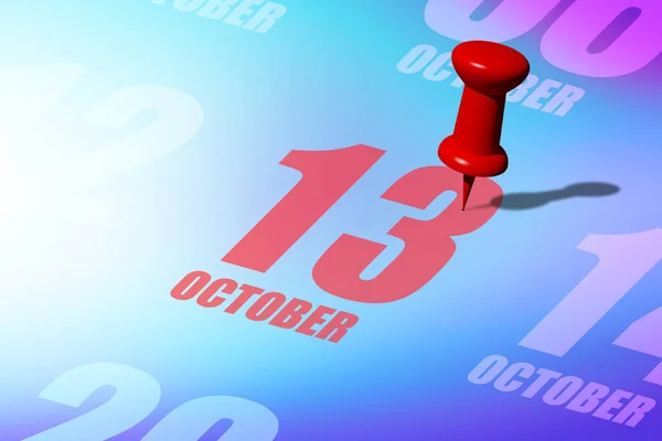 Octubre Día Del Mes Fecha Roja Escrita Fijada Calendario Para — Foto de Stock