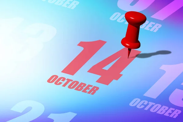 Octubre Día Del Mes Fecha Roja Escrita Fijada Calendario Para — Foto de Stock