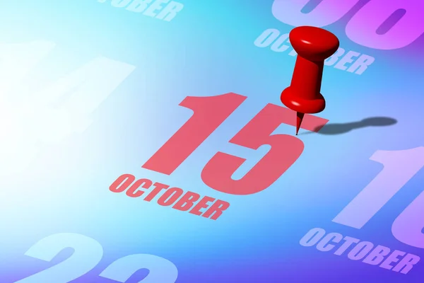 Ottobre Giorno Del Mese Data Rossa Scritta Appuntata Calendario Ricordarti — Foto Stock