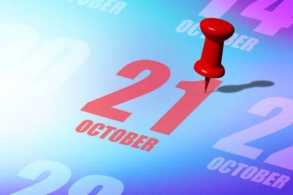Ottobre Giorno Del Mese Data Rossa Scritta Appuntata Calendario Ricordarti — Foto Stock