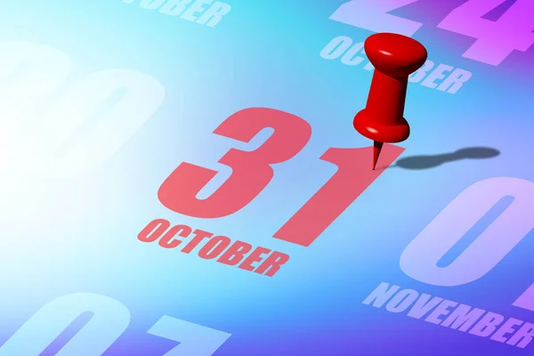 Octubre Día Del Mes Fecha Roja Escrita Fijada Calendario Para — Foto de Stock