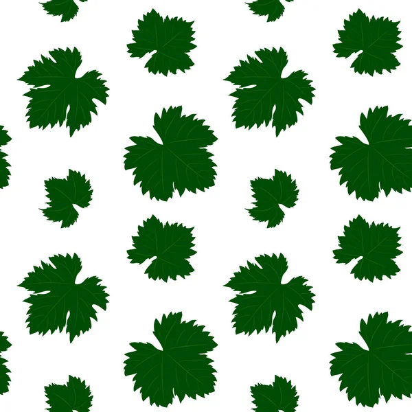 Feuilles Raisin Vert Motif Sans Couture Sur Fond Blanc — Image vectorielle