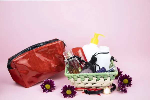 A set of cosmetics as a gift to the woman. A gift for March 8, the day of lovers or birthday
