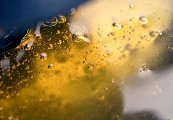 Texture Sweet Stretching Honey Close Macro Honey Bubbles — Stock Photo, Image