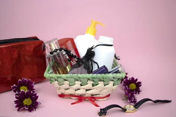 A set of cosmetics as a gift to the woman. A gift for March 8, the day of lovers or birthday