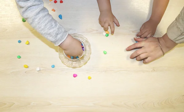 Kids Group Making Arts Crafts Kindergarten Children Spending Time Day — Stock Photo, Image