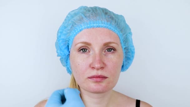 Rhinoplasty Patient Admission Plastic Surgeon She Has Nose — Stock Video