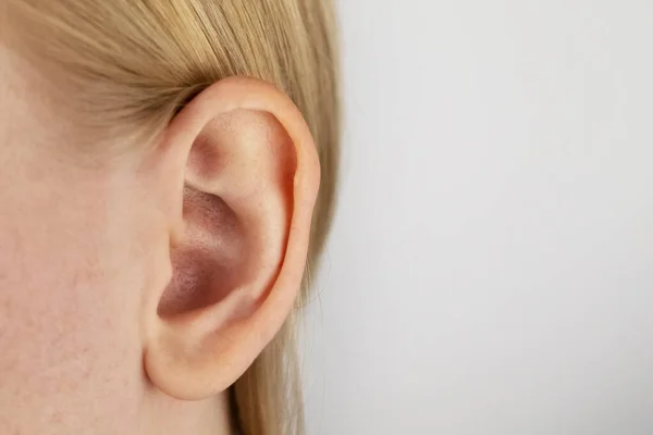 Darwin Tubercle Ear Girl Reception Plastic Surgeon Shows Auricle — Stock Photo, Image