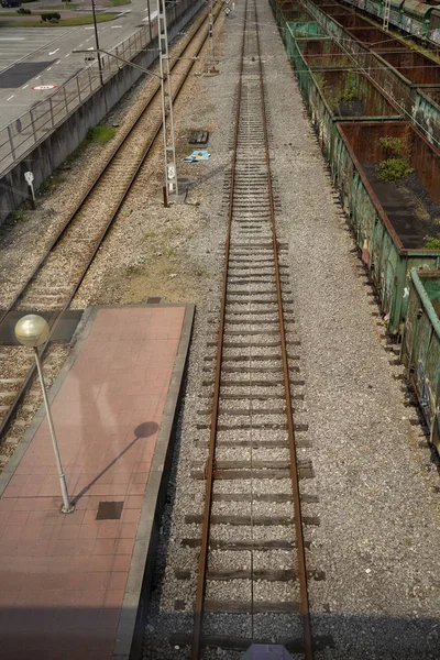 Aerial View Railroad Tracks — Stock Photo, Image