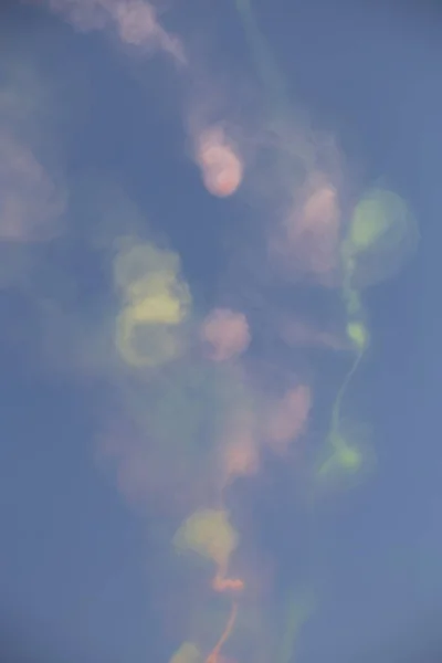 Spoor Van Kleurrijke Rook Achtergelaten Door Vliegtuigen Tijdens Een Vliegshow — Stockfoto