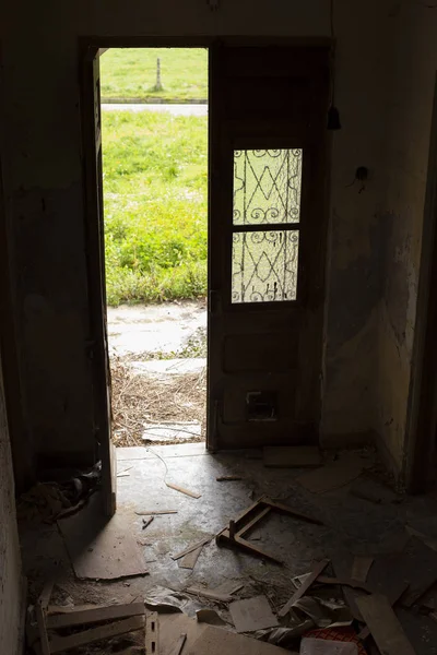 High angle view of an entrance door