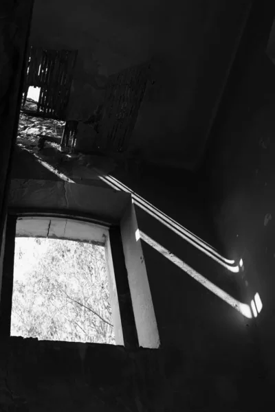 Světlé Okno Stínem Černobíle — Stock fotografie