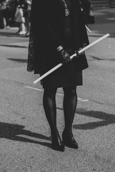 Manola Sta Tenendo Una Candela Processione Settimana Santa — Foto Stock