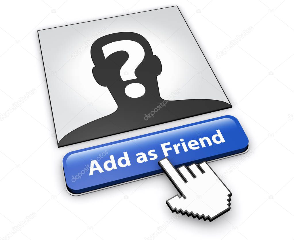 Social media and network cyber safety and Internet security concept of friend request from a stranger 3d illustration on white background.