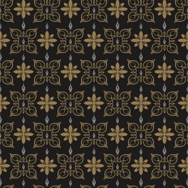 Damask dikişsiz desen. Modern arka plan deseni. Retro tarzı arka plan görüntüsü. Vektör çizimi