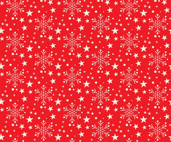 Красный Фон Бесшовный Рисунок Снежинками Векторная Иллюстрация — стоковый вектор