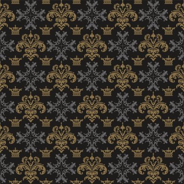 Koyu arka plan duvar kağıdı, kusursuz desen. Vektör grafikleri. Vintage arka plan deseni