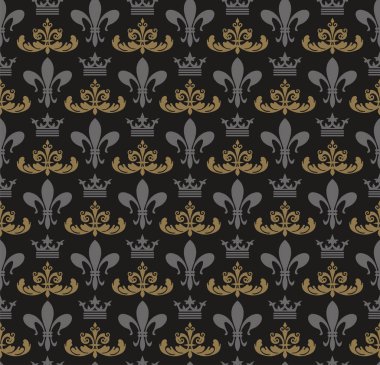 arka plan Dikişsiz desen. Tasarım, vektör illüstrasyon için modern kraliyet tarzı koyu çiçek duvar kağıdı deseni