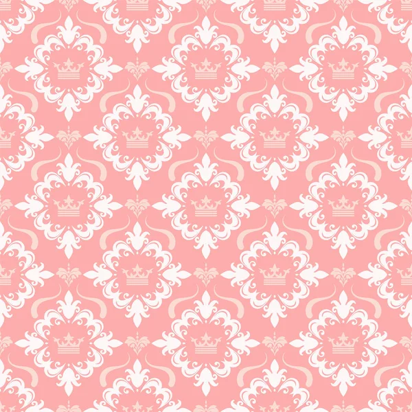 背景シームレスパターン グラフィックデザイン 装飾ベクトル画像のためのヴィンテージフラワーピンクの壁紙パターン — ストックベクタ