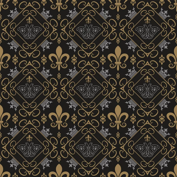 Fond Motif Sans Couture Dark Moderne Motif Papier Peint Floral — Image vectorielle