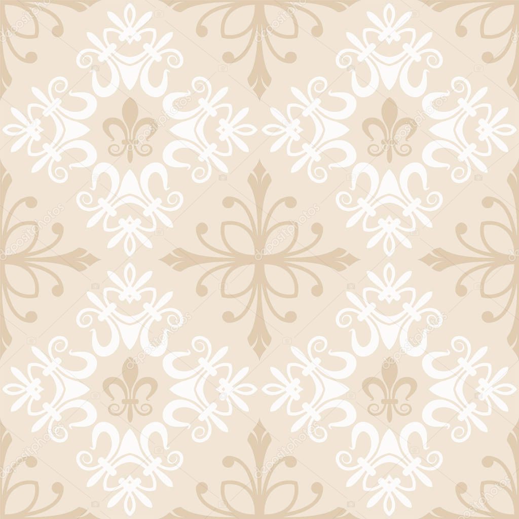 background seamless pattern: vintage, beige wallpaper pattern for graphic design, vector graphics