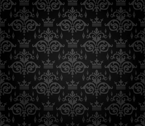 Patrón Fondo Negro Oscuro Vintage Real Patrón Fondo Pantalla Para — Archivo Imágenes Vectoriales