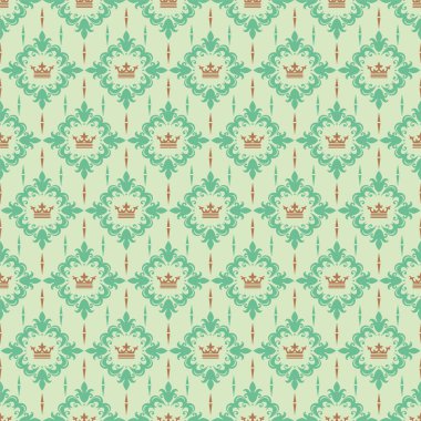 Eski moda duvar kağıdı arka plan, dikişsiz desen. Vektör görüntüsü