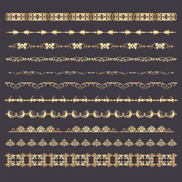 边框设计 黑色背景上的金色元素 节日装饰元素 圣诞装饰 矢量插图 — 图库矢量图片