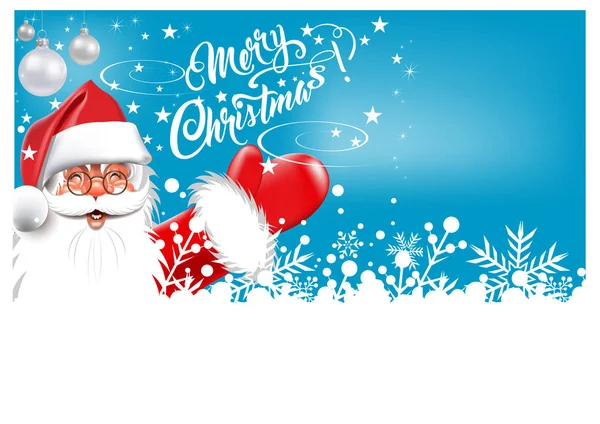 节日圣诞卡与圣诞老人在蓝色抽象背景 矢量图像 — 图库矢量图片