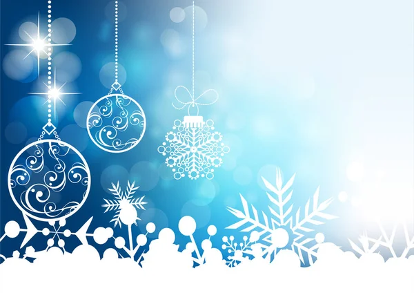 Vakantie Kaart Kerstballen Een Blauwe Abstracte Achtergrond Vectorafbeeldingen — Stockvector
