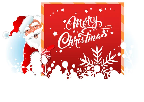 Рождественская Открытка Санта Клаус Плакатом Поздравляем Рождеством Векторная Графика — стоковый вектор