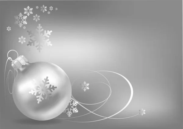 Christmas Card Retro Style Silver Christmas Ball Gray Background Vector — Stock Vector