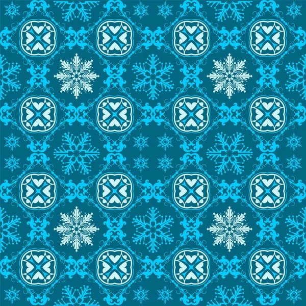 Blaue Dekorative Hintergrundmuster Hintergrundbild Für Weihnachtsfeiertage Nahtloses Muster Tapetentextur Vektorbild — Stockvektor