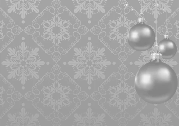 Christmas Balls Gray Background Snowflakes Christmas Card Retro Vector Graphics — Stock Vector